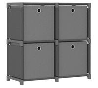 vidaXL Etagère à 4 Cubes avec Boîtes Support de Rangement Bibliothèque Organisateur de Maison Cube de Rangement Intérieur 322601