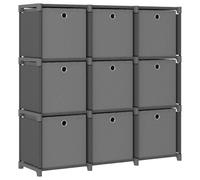 vidaXL Étagère à 9 cubes avec boîtes Gris 103x30x107,5 cm Tissu