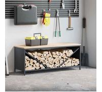 vidaXL Étagère à bois de chauffage avec plateau en bois anthracite support à bûches de cheminée support à bûches support 864257