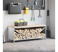 Vidaxl Étagère À Bois De Chauffage Avec Plateau En Bois Blanc Blanc