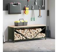 Vidaxl Étagère À Bois De Chauffage Avec Plateau En Bois Vert Olive Vert
