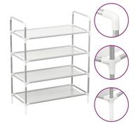 vidaXL Étagère à chaussures 4 étagères Métal et tissu intissé Argenté 330042