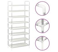 vidaXL Étagère à chaussures 8 étagères Métal et tissu intissé Argenté 330043