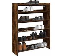 vidaXL Étagère à Chaussures chêne fumé 80x25x100 cm Bois d'ingénierie, Rangement de Chaussures, Armoire de Rangement de Chaussures, Placard à Chaussures