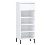 vidaXL Étagère à Chaussures Range-Chaussures Armoire de Rangement Meuble à Chaussures Entrée Couloir Blanc Brillant 40x36x105cm Bois Ingénierie