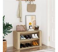 vidaXL Étagère à Chaussures Range-chaussures Armoire de Rangemente Meuble à Chaussures Entrée Couloir Chêne Sonoma 75x35x45 cm Bois d'Ingénierie Marron G