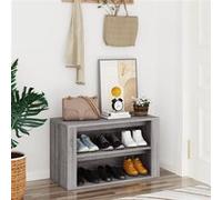 vidaXL Étagère à Chaussures Range-chaussures Armoire de Rangemente Meuble à Chaussures Entrée Couloir Sonoma Gris 75x35x45 cm Bois d'Ingénierie Gris G
