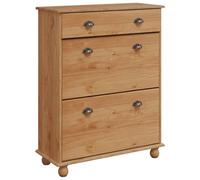 vidaXL Étagère à Chaussures rectangulaire en Bois de pin Massif avec 3 tiroirs | Organisateur intérieur Contemporain Finition Marron pour Chambre ou Couloir mobilier Organisation à Domicile en Bois