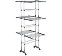 vidaXL Étagère à linge à 3 niveaux avec roues Argenté 60x70x166 cm
