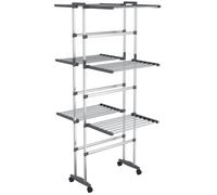 vidaXL Étagère à linge à 3 niveaux avec roues Argenté 60x70x166 cm