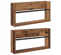 vidaXL Étagère à Magazines 2 pcs Bois Ancien 60 x 12 x 30 cm, Support Mural Moderne, Organisateur Durable, Porte-revues Contemporain, étagère Verticale pour Le Salon, Design Gain de Place