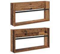 vidaXL Étagère à magazines 2 pcs Bois ancien 60 x 12 x 30 cm