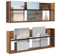 vidaXL Étagère à magazines 2 pcs Bois ancien 80 x 12 x 30 cm