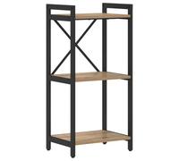 vidaXL Étagère à Niveaux en Chêne de - 40 x 30 x 83 cm - Cadre en Acier Noir, Étagères en Bois d'Ingénierie, Rangement Intérieur, Pieds Ajustables, Style Industriel, Grande Bibliothèque Autoportante,