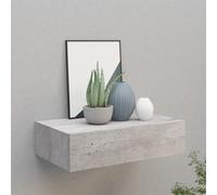 Etagère à tiroir murale Gris béton 40x23,5x10 cm MDF