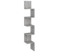 vidaXL Étagère Angle Murale Flottante Suspendue Meuble de Rangement Chambre à Coucher Salle de Séjour Sonoma Gris 20x20x127,5 cm Bois Ingénierie