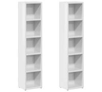 vidaXL Armoires à CD 2 pcs, Meuble de Rangement avec Compartiment, Armoire de Bureau Chambre Maison Intérieur, Blanc Brillant Bois d’Ingénierie