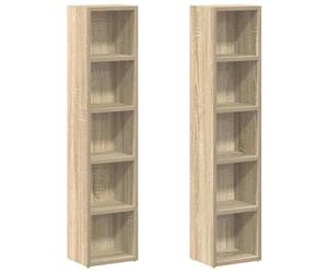 vidaXL Étagère CD, Lot de 2, 21x16x93,5 cm, Bois reconstitué Chêne Sonoma, Meuble vitrine avec Compartiment, Rangement Salon, Bibliothèque, Rangement CD, Organisateur multimédia