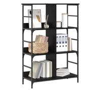 vidaXL Étagère Chêne Noir 78,5 x 33 x 117,5 cm métal PB, Étagère Tendance, rectangulaire, Rustique, Robuste, Grand Espace, autoportante, déco intérieure pour Salon de Lecture