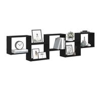 vidaXL Étagère cube murale 5 compartiments noir bois d'ingénierie