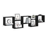 vidaXL Étagère cube murale 5 compartiments noir bois d'ingénierie 859996