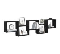 Vidaxl Étagère Cube Murale 5 Compartiments Noir Bois D'ingénierie Marron