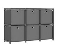 vidaXL Étagère d'affichage 6 cubes et boîtes Gris 103x30x72,5 cm Tissu
