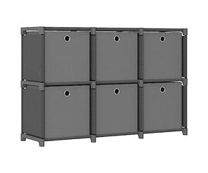 vidaXL Étagère d'affichage 6 Cubes et boîtes Gris 103x30x72,5 cm Tissu