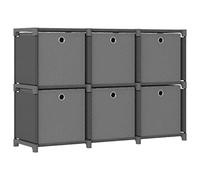 vidaXL Etagère d'Affichage 6 Cubes et Boîtes Support de Rangement Bibliothèque Organisateur de Maison Cube de Rangement Gris 103x30x72,5 cm Tissu