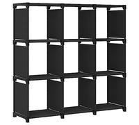 vidaXL Etagère d'Affichage 9 Cubes Support de Rangement Bibliothèque Organisateur de Maison Cube de Rangement Intérieur Noir 103x30x175,5 cm Tissu