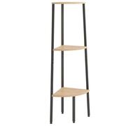 vidaXL Étagère d'angle 3 Niveaux Bibliothèque Meuble de Rangement Étagère d'Exposition Salon Intérieur Marron Clair et Noir 45,5x31,5x120cm