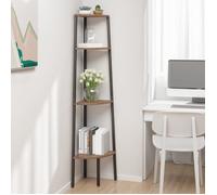 vidaXL Étagère d'Angle 4 Niveaux Bibliothèque Meuble de Rangement Étagère d'Exposition Salon Intérieur Marron Foncé et Noir 336392