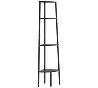 vidaXL Étagère d'angle 4 Niveaux Bibliothèque Meuble de Rangement Étagère d'Exposition Salon Maison Intérieur Noir 45,5x31,5x150 cm