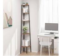 vidaXL Étagère d'angle 5 niveaux Marron foncé et noir 45,5×31,5×180 cm