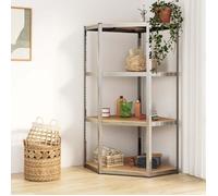 vidaXL Étagère d'angle à 4 niveaux Argenté Acier et bois d'ingénierie 152851