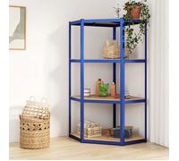 vidaXL Étagère d'angle à 4 niveaux Bleu Acier et bois d'ingénierie 152852