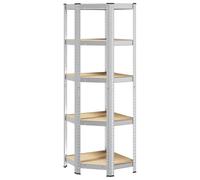vidaXL Étagère d'angle à 5 Niveaux Argenté Acier et Bois d'ingénierie
