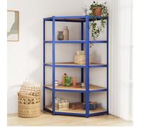 vidaXL Étagère d'angle à 5 niveaux – Bleu, acier et bois d'ingénierie