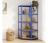 vidaXL Étagère d'angle à 5 niveaux Bleu Acier et bois d'ingénierie 152873