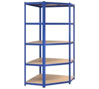 vidaXL Étagère d'angle à 5 niveaux Bleu Acier et bois d'ingénierie