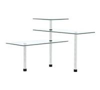 vidaXL Étagère d'angle de cuisine à 3 niveaux Verre trempé Blanc G