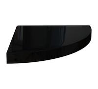 vidaXL Etagère d'angle Flottante Etagère Murale Bibliothèque Support Panneau Mural Salon Chambre Maison Intérieur Noir Brillant 35x35x3,8 cm MDF