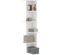 vidaXL Étagère d'angle murale en bois d'ingénierie blanc 36,5x36,5x140 cm 852627