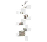 vidaXL Étagère d'angle murale 45x45x147 cm Bois d'ingénierie Blanc 852636