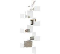 vidaXL Étagère d'angle murale 45x45x147 cm Bois d'ingénierie Blanc 852636