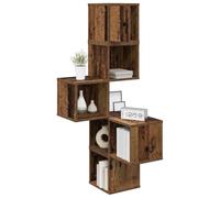 vidaXL Étagère d'angle Murale Bois Ancien 48 x 48 x 120 cm, Étagères Tendance pour Chambre, Bureau Moderne et Cuisine Pratique, rangements muraux astucieux