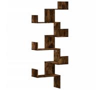 vidaXL Étagère d'angle murale en bois d'ingénierie chêne fumé 45x45x147 cm Marron