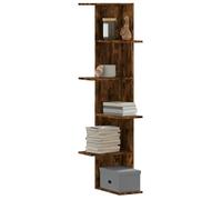 vidaXL Étagère d'angle murale 852631, chêne fumé, bois d'ingénierie, marron