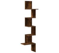 vidaXL Étagère d'angle Murale chêne fumé Bois d'ingénierie, étagère Murale, étagère Suspendue, étagère Murale Suspendue, étagère d'angle