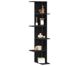 vidaXL Étagère d'angle Murale Chêne Noir 36.5 x 36.5 x 140 cm | Se glisse nickel dans les coins, optimisant cet espace difficile, Fait en bois solide qui tiendra la route,